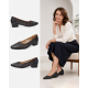 Pantofi dama negri din piele naturala perforati cu toc mic gros CLP03N