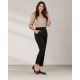 Pantofi dama negri din piele naturala perforati cu toc mic gros CLP03N