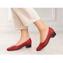 Pantofi dama perforati rosii din piele naturala cu toc mic Rosalia CLP03R