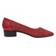 Pantofi dama perforati rosii din piele naturala cu toc mic Rosalia CLP03R