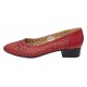 Pantofi dama perforati rosii din piele naturala cu toc mic Rosalia CLP03R