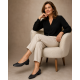 Pantofi dama negri perforati din piele naturala cu toc mic Loriana CLP05N