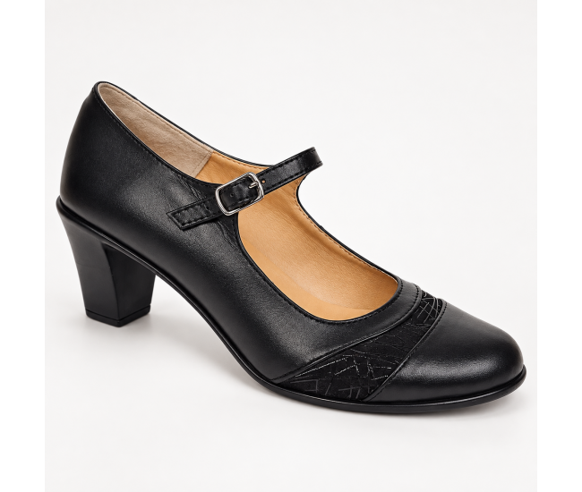 Pantofi dama piele naturala eleganti, comozi, toc mediu stabil de 6cm CLP207N