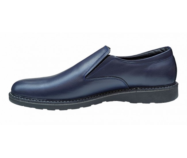 Pantofi barbati casual, cu elastic, piele naturala, Bleumarin, CORSAEBLU