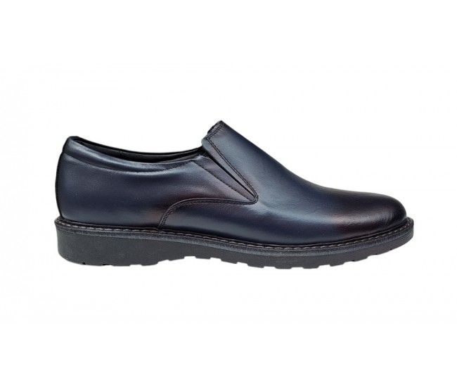 Pantofi barbati casual, cu elastic, piele naturala, Blue Navi, CORSAELBLM