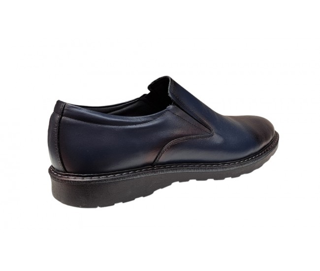 Pantofi barbati casual, cu elastic, piele naturala, Blue Navi, CORSAELBLM