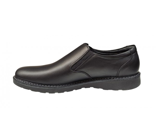 Pantofi barbati casual, cu elastic, piele naturala, CORSA, Negru, CORSAEN