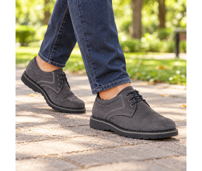 Pantofi barbati sport casual din piele naturala Gri Bufo CORSAGBF