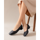 Pantofi dama negri perforati din piele naturala cu toc mic Loriana CP230NLI