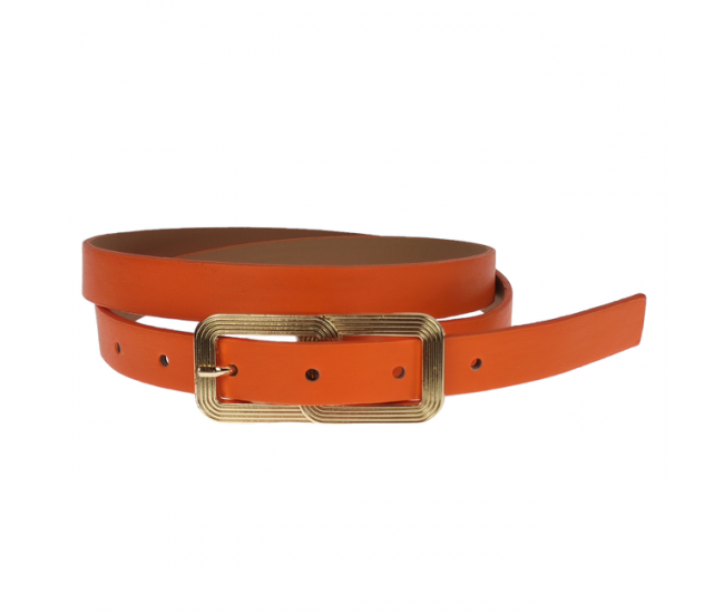 Curea dama, casual-eleganta, din piele ecologica, latime 2 cm, portocaliu - CRD010PO