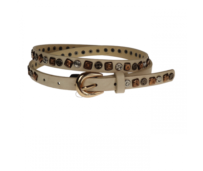Curea dama, casual-eleganta, din piele ecologica, latime 2 cm, crem - CRD011CR