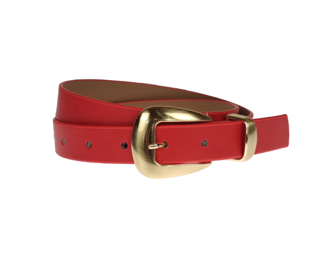 Curea dama, casual-eleganta, din piele ecologica, latime 2.5 cm, rosu - CRD025R