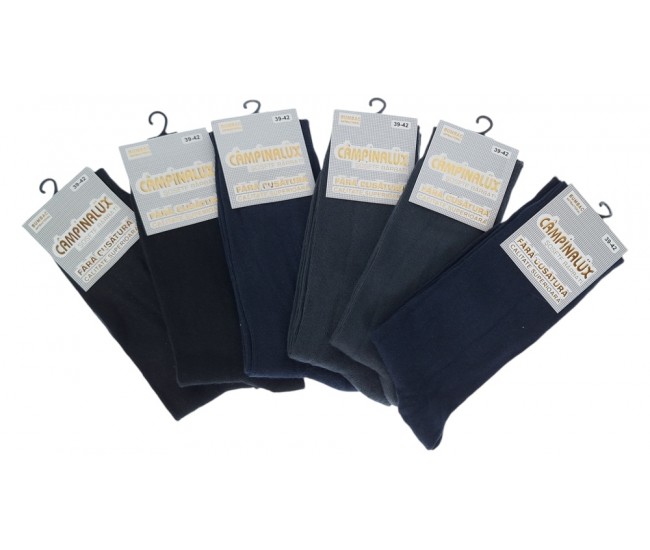 Sosete barbati inalte pentru bocanci set 6 perechi din bumbac batut fara cusatura Campina LUX 