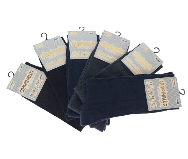 Sosete barbati inalte pentru bocanci set 6 perechi din bumbac batut fara cusatura Campina LUX 