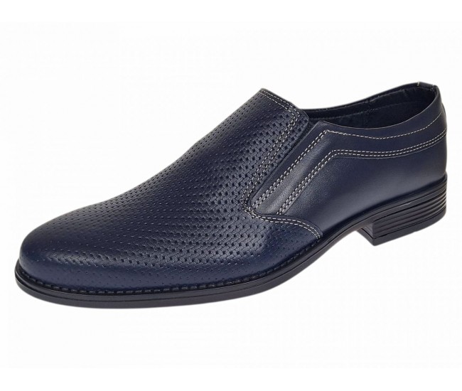 Pantofi barbati eleganti din piele naturala bleumarin fara siret DONATO 818BL