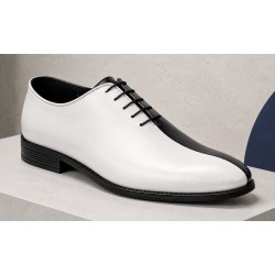 Pantofi Oxford bărbați alb-negru din piele naturală, eleganți de ceremonie – DONATOAN