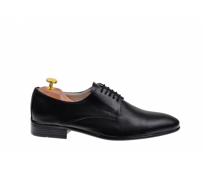 Pantofi barbati eleganti din piele naturala de culoare neagra NIC211SIR