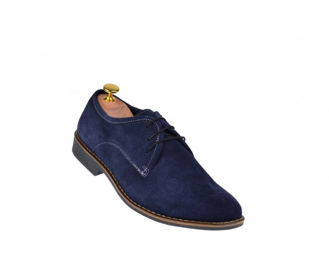 Pantofi barbati casual din piele naturala bleumarin - 85BLVEL