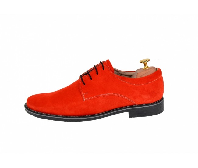 swan Patent plenty Pantofi rosii barbati casual - eleganti din piele naturala intoarsa - CARLO  RS - BravoShop.ro