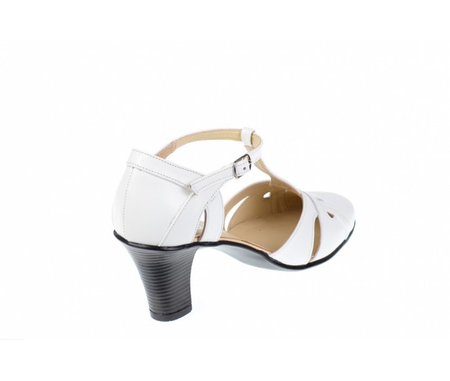Sandale albe dama din piele naturala cu toc de 7cm - S48A