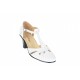 Sandale albe dama din piele naturala cu toc de 7cm - S48A