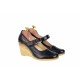 Pantofi dama cu platforma din piele naturala - Foarte comozi P9154NBOX