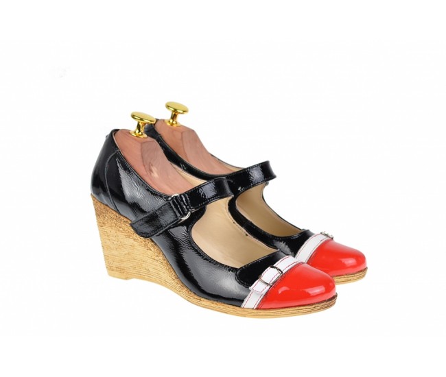 Pantofi dama casual din piele naturala, cu platforme de 7cm, foarte comozi - P104RNLAC