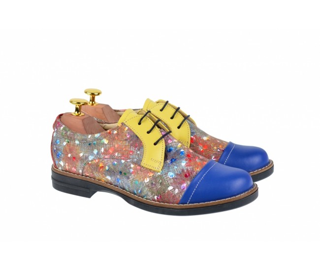 Pantofi dama din piele naturala multicolora - P10BLGR