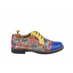Pantofi dama din piele naturala multicolora - P10BLGR