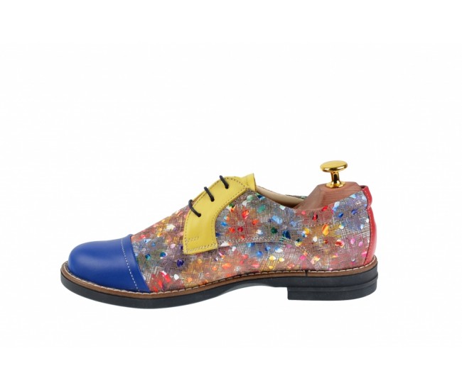 Pantofi dama din piele naturala multicolora - P10BLGR