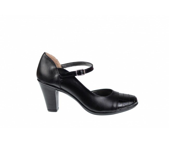 Pantofi dama eleganti, decupati din piele naturala cu varf lacuit - S302NL