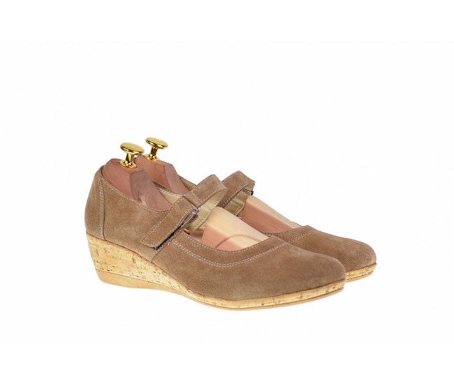 Pantofi dama casual din piele naturala intoarsa bej - P38BEJVELUR