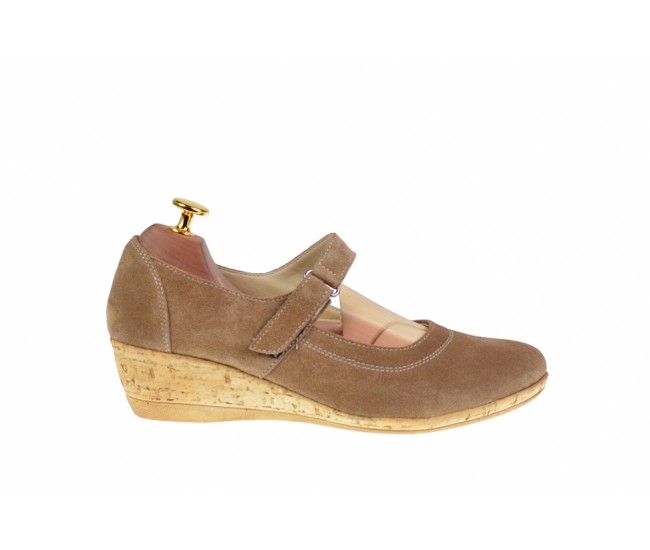 Pantofi dama casual din piele naturala intoarsa bej - P38BEJVELUR