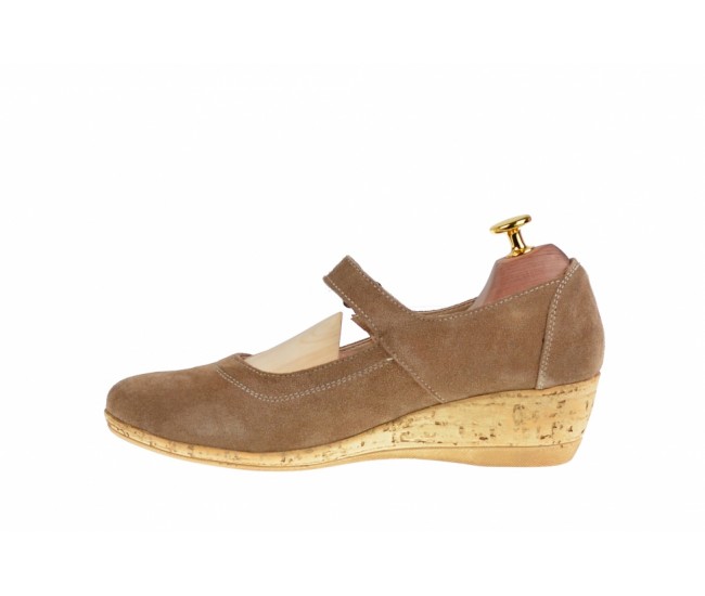 Pantofi dama casual din piele naturala intoarsa bej - P38BEJVELUR