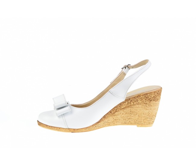 Pantofi dama albi din piele naturala, cu platforme de 8cm - Made in Romania