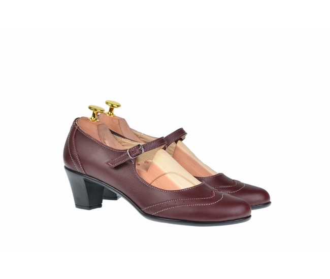 Pantofi dama eleganti din piele naturala grena - P104G