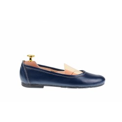 Balerini dama, model casual, din piele naturala, bleumarin - FLO3BL