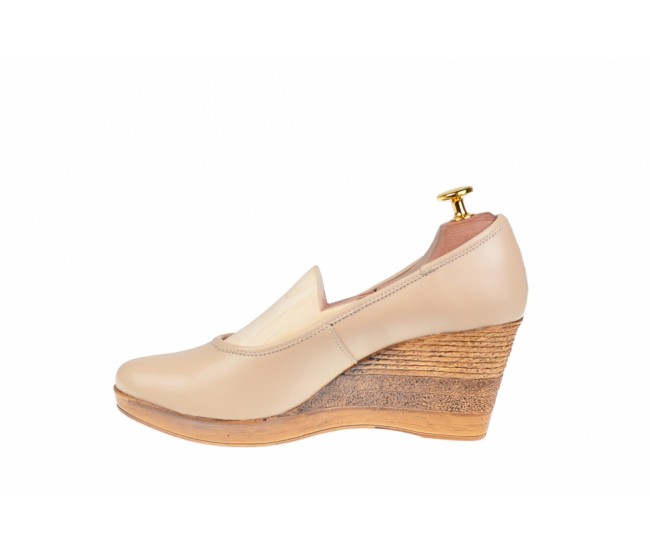 Oferta marimea 35 - Pantofi dama, casual ,din piele naturala bej cu platforma de 7 cm - MARA BEJ LP3550BEJ