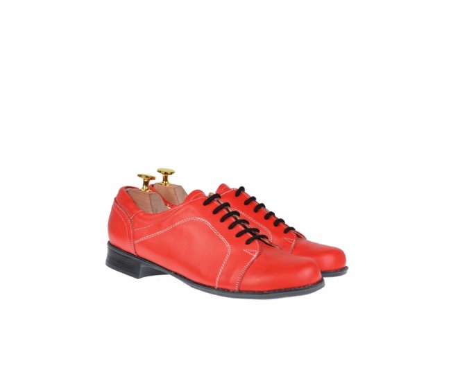 Pantofi rosii dama casual din piele naturala - RED1R