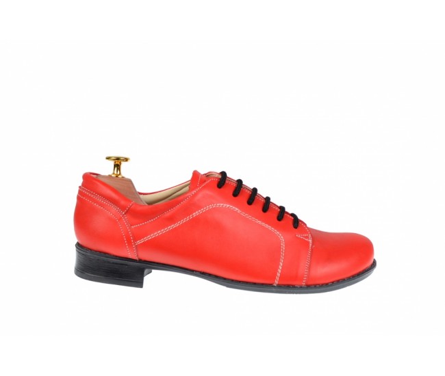 Pantofi rosii dama casual din piele naturala - RED1R