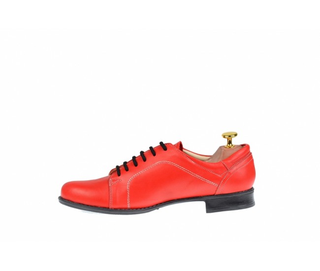 Pantofi rosii dama casual din piele naturala - RED1R