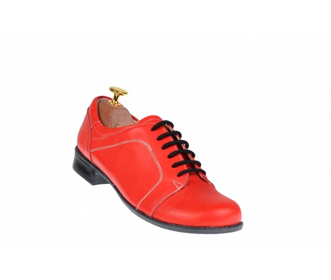 Pantofi rosii dama casual din piele naturala - RED1R
