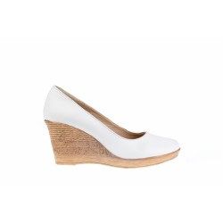 Pantofi dama casual din piele naturala alba cu platforma de 7 cm - MARA P3550ALB