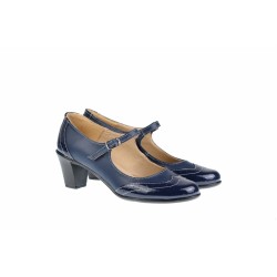 Pantofi dama eleganti din piele naturala bleumarin - P104BLBL