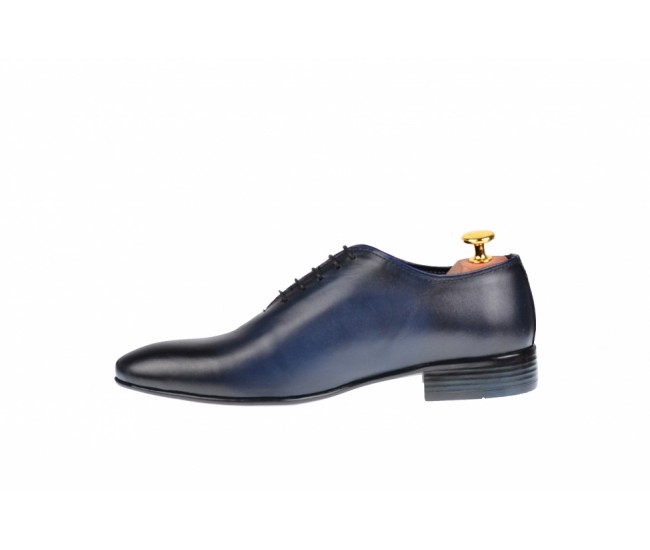 Pantofi barbati eleganti din piele naturala bleumarin - 024BL