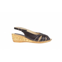 Sandale dama, din piele naturala, maro, cu platforma de 4cm - S52M