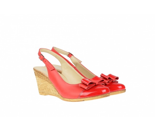 Pantofi dama rosii din piele naturala, cu platforme de 7cm S100RR