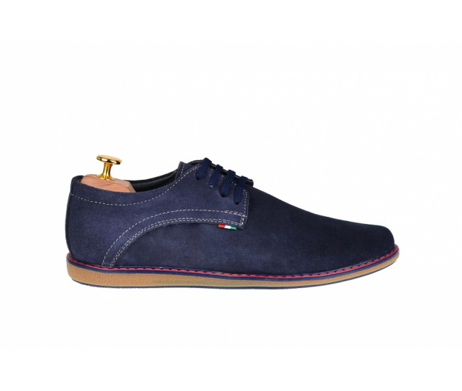 Pantofi barbati sport - casual din piele naturala bleumarin TENVEL338BLU