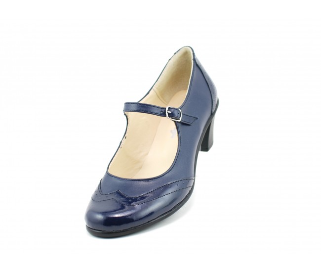 Pantofi dama eleganti din piele naturala cu mic - Made in Romania ROVI29BLU - BravoShop.ro