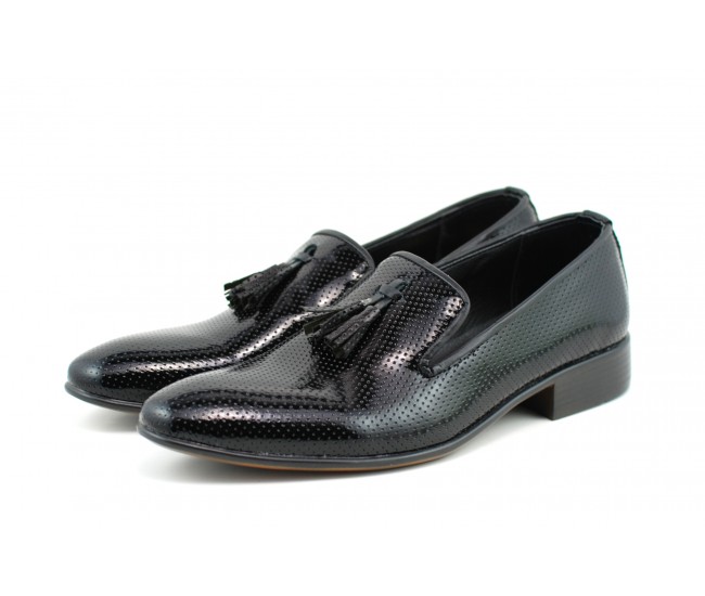Pantofi barbati eleganti, negri din piele naturala lacuita - 036NLAC
